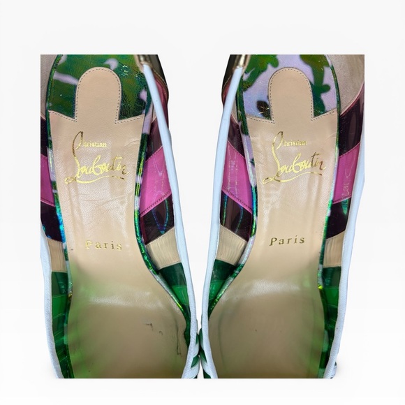 Christian Louboutin Gold and Multicolor Heels Size 38 - Picture 5 of 11